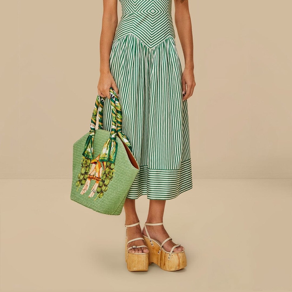 FARM Rio Coconut Toucan Raffia Shell Tote Bag retail $278 - Picture 9 of 17